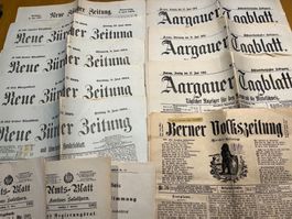 12 Antike Zeitungen 1888-1904 NZZ, Aargauer, Berner Zeitung