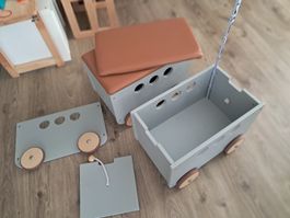 2x Pinolino Jim - Holzwagen grau/grau Spielzeugkiste