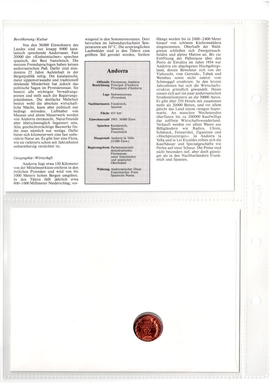 Alle Münzen: Andorra_1988_Münzbrief mit Beschreibung – Gebraucht aus Hombrechtikon von Fraese01 3