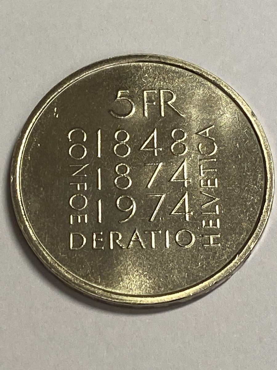 Tutti le monete: 5.- Fr commémorative de 1974 – Nuovo (secondo la descrizione) da Corsier-sur-Vevey venduto da Ginoarturo 1