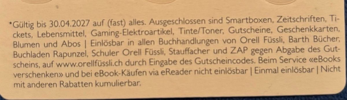 Gutscheine: Orell Füssli Gutschein 20% – Neu und originalverpackt aus Zürich von patrick8008 2