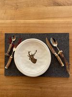 Vintage Liebhaber-Hirschgeweih -Essbesteckset mit Teller