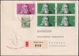 1948, Nr.281 (4) +W29 auf FDC-Brief, selten! B'preis: 200.-+