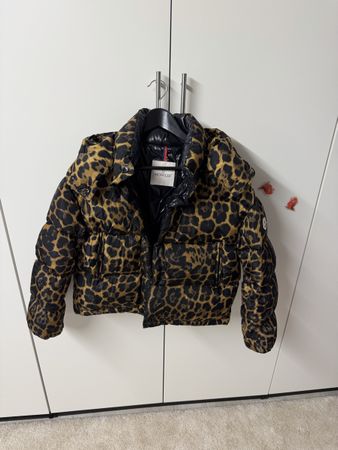 Moncler Leopard Print Padded Jacket, Size Small