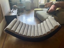 Chaise longue design — teck massif & Alcantara — pièce uniqu