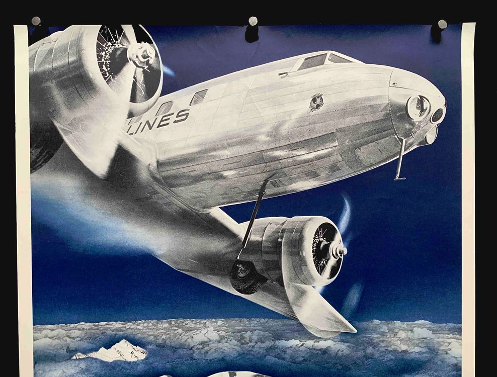 Affiche Vintage Voyage Suisse Par Avion - Publicité Européenne Rétro, Décoration Murale