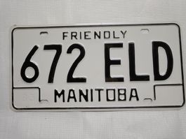 Manitoba Nummernschild 672 ELD, Jahrgang 1985, Top Zustand