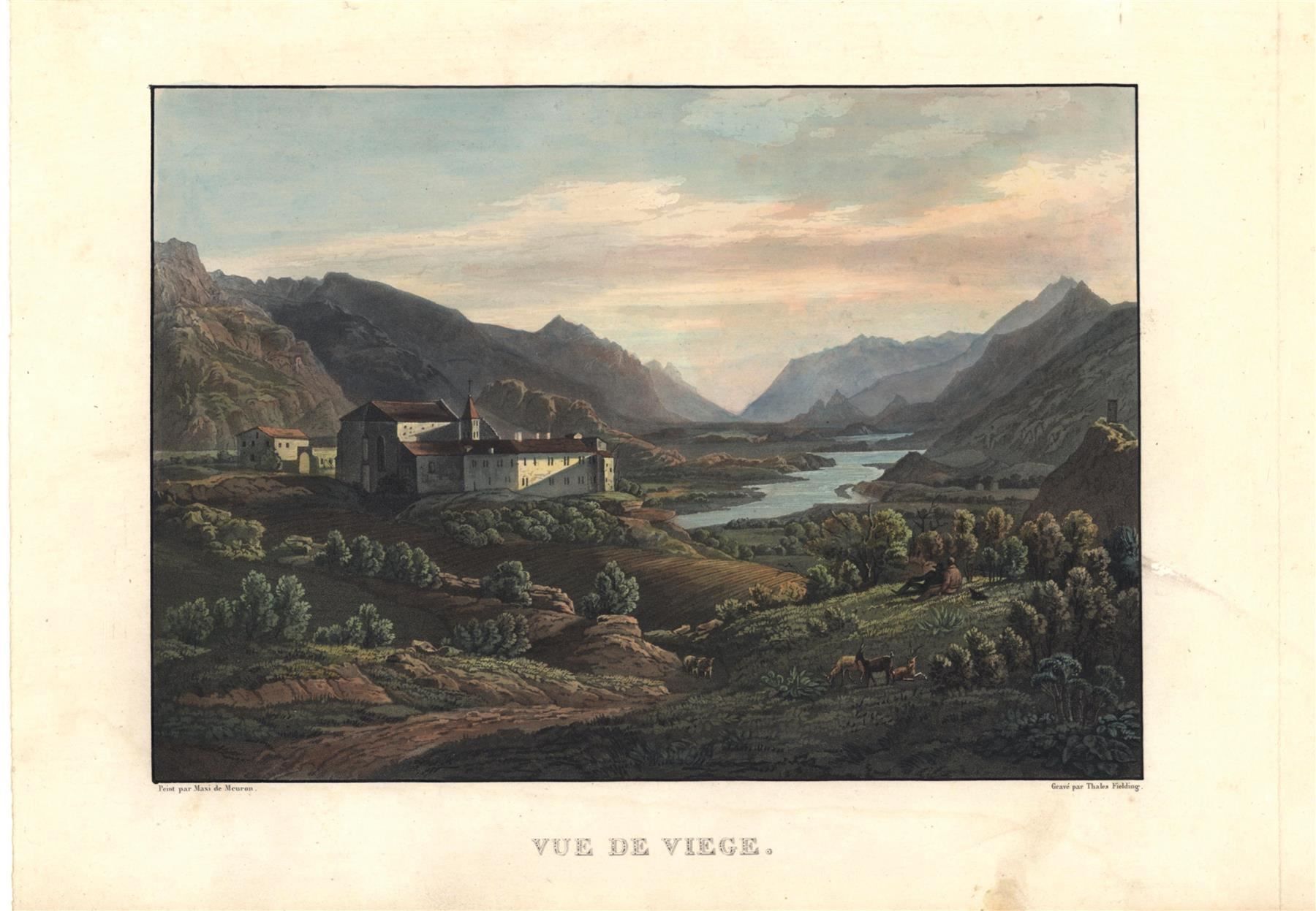 Stiche: Couvent de Géronde von De Meuron Titel vue de Viege – Gebraucht aus Rafz von Helvet32