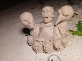 Original Skulptur Unikat – Surrealistische Figurengruppe – 