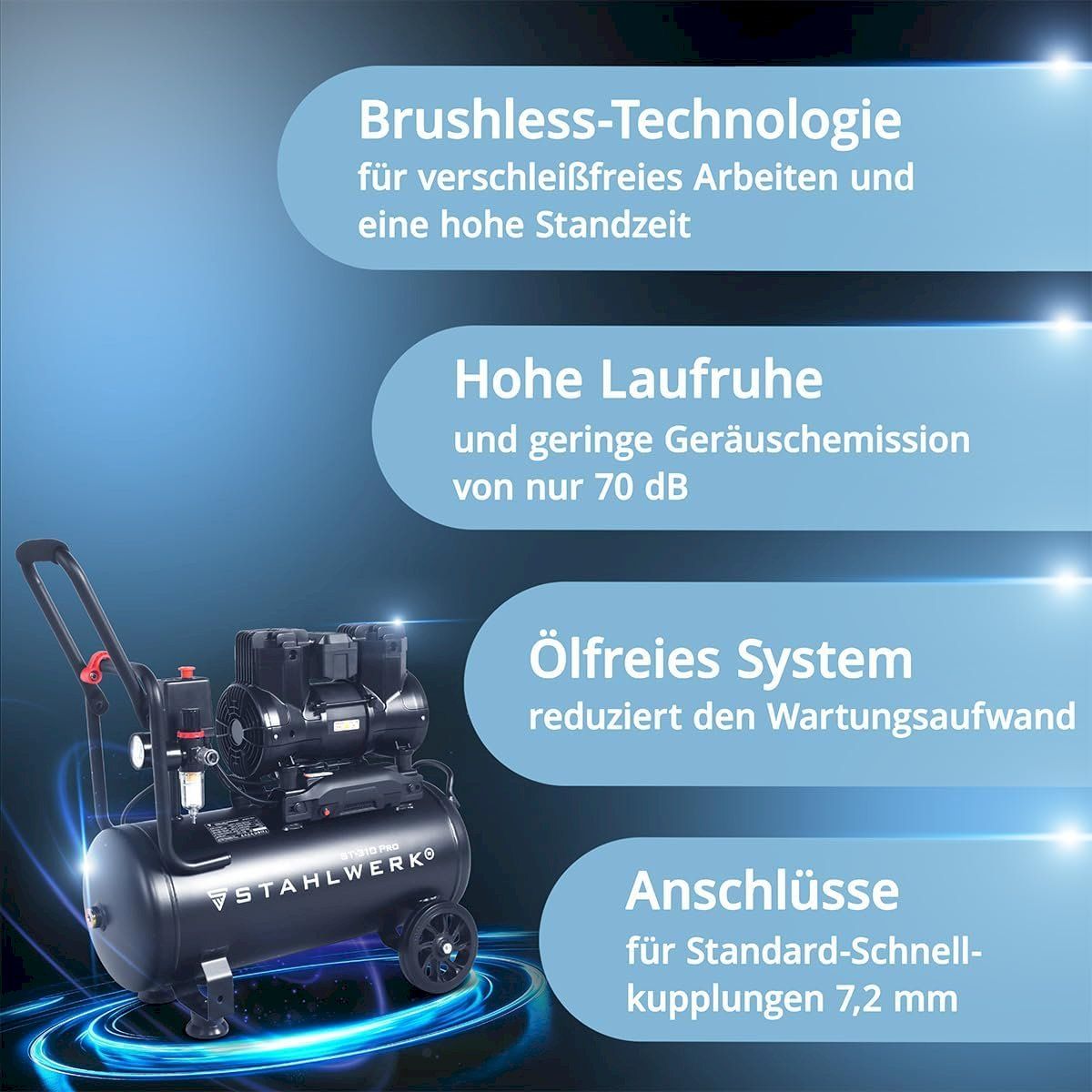 Compresseurs: STAHLWERK Flüsterkompressor ST 310 Pro – Neuf avec emballage d'origine à Bottighofen par zaap 4