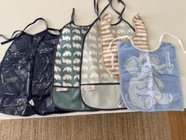 5 baby bibs assorted patterns and materials