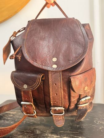 Gusti Leder Nature Rucksack Echt Ziegenleder Handgemacht - V