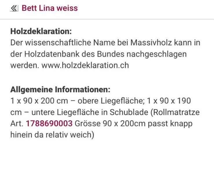 Letti: Bett Lina weiss – Usato da Dübendorf venduto da murko4 7