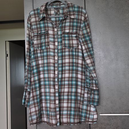 🐸 NILE BLUSENKLEID L LONG BLUSE KARIERT KARO LANGE BLUSE