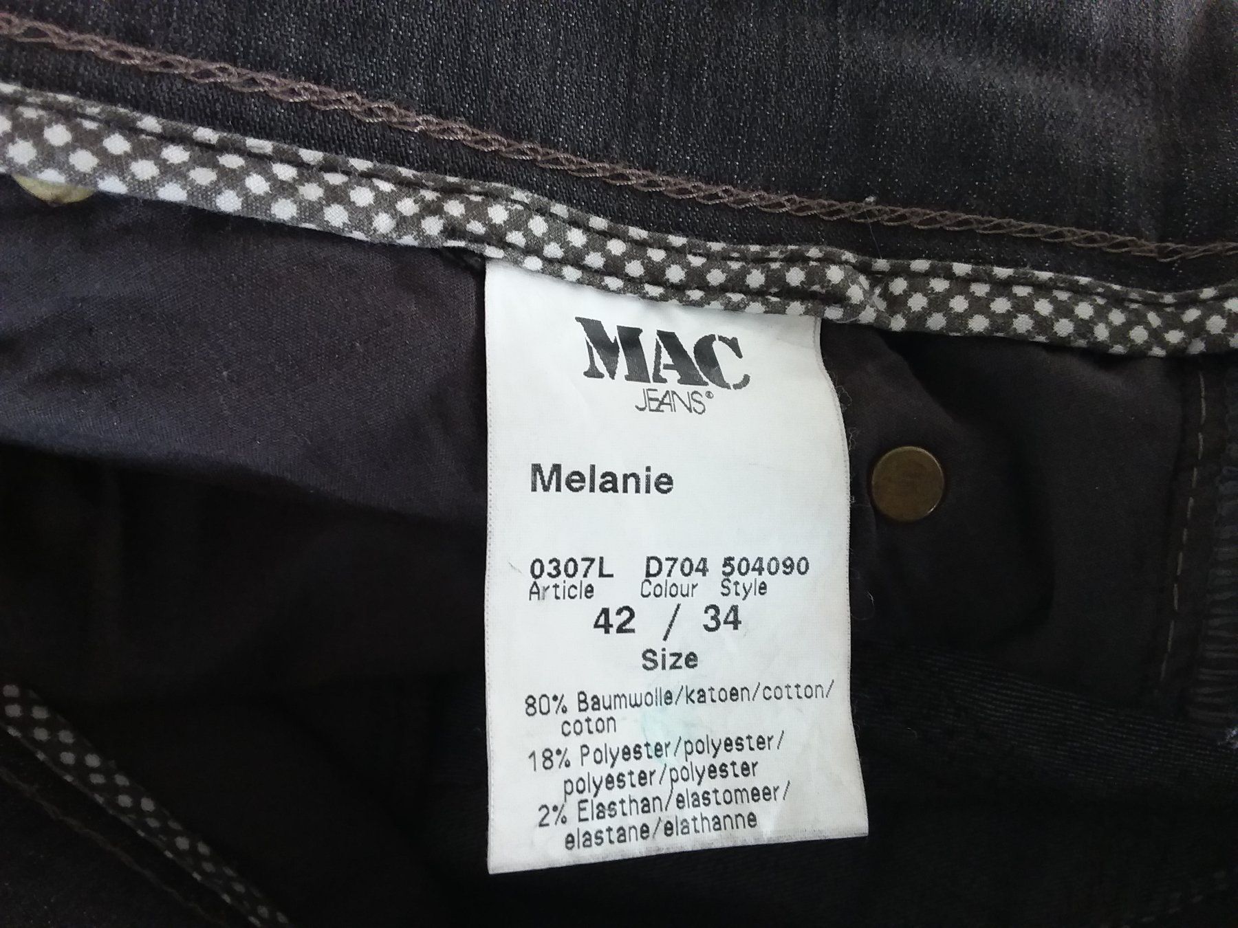 Jeans: MAC JEANS, MELANIE Gr 42, dunkelbraun – Usato da Immensee venduto da Btrutmann 1