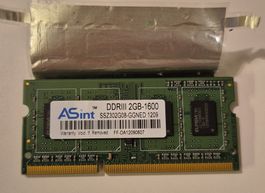 2GB DDR3 RAM Arbeitsspeicher ASINT SSZ302G08-GGNED 2GB Noteb