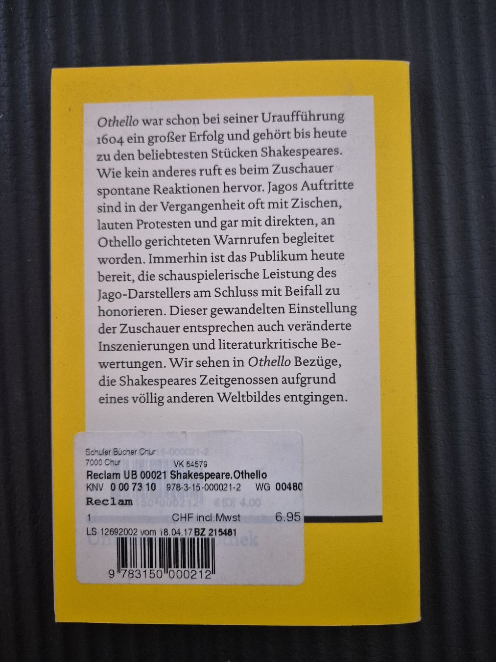 Libri: Reclam, Shakespeare - Othello – Usato da Bonaduz venduto da lau_kn5v 1