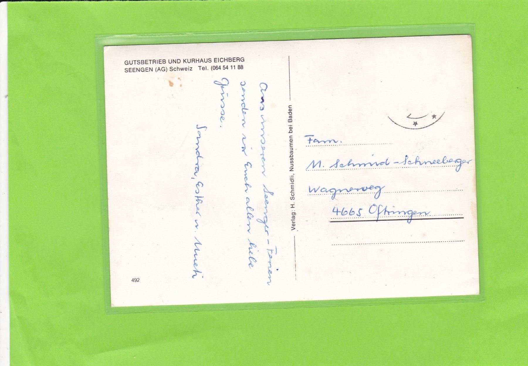 Cartoline postali: Blick vom Eichberg (Hallwilersee) – Usato da St. Peterzell venduto da neckertal 1