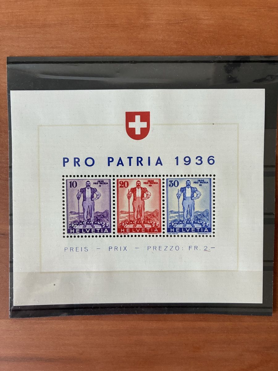 Tutti i francobolli: Abart 1936 Sonderblock Pro Patria – Nuovo (secondo la descrizione) da Basel venduto da luginbhl1431