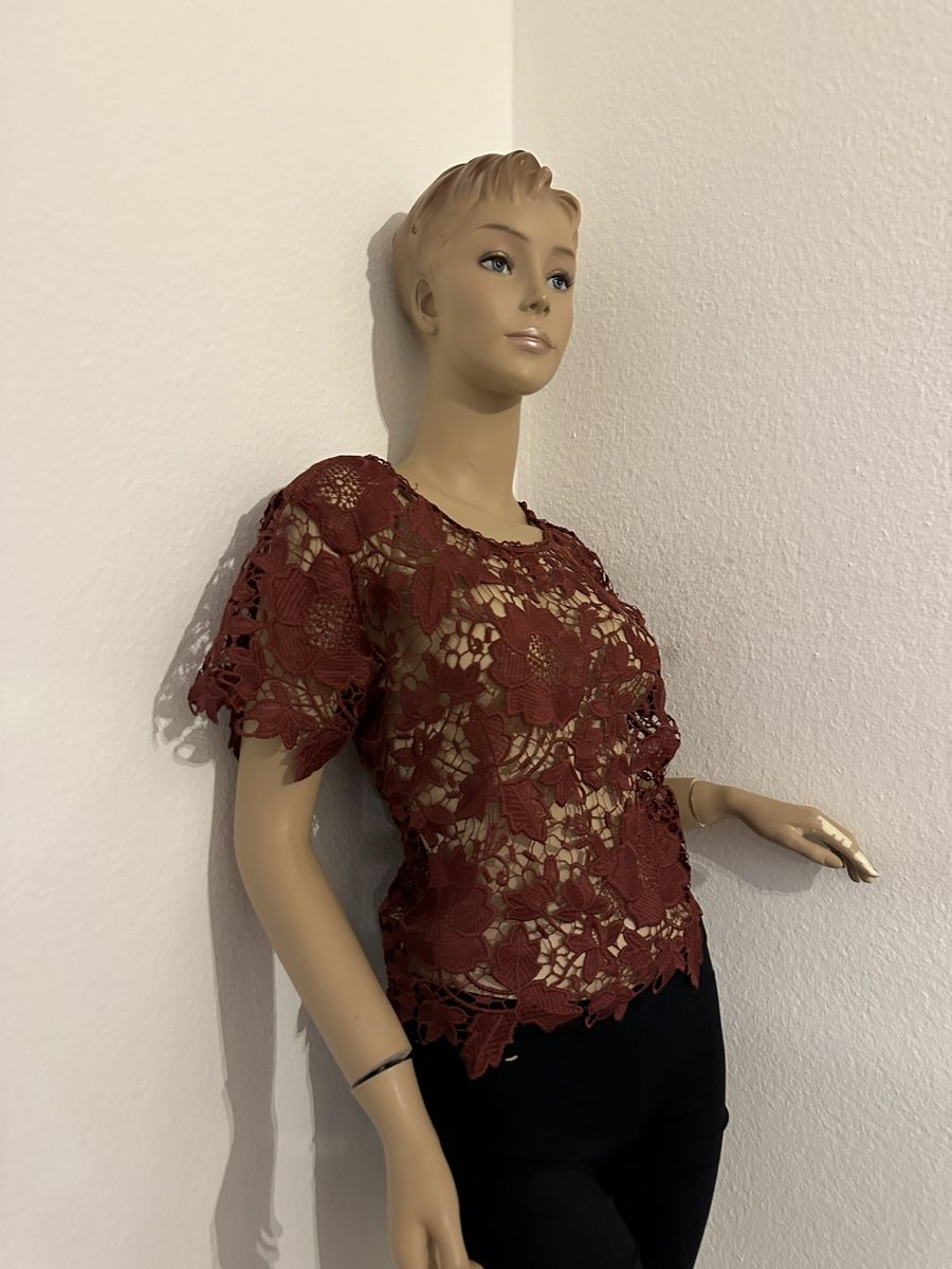 Top: Damen spitzen Top Oberteil dunkelrot – Usato da Basel venduto da Ivana_4 4