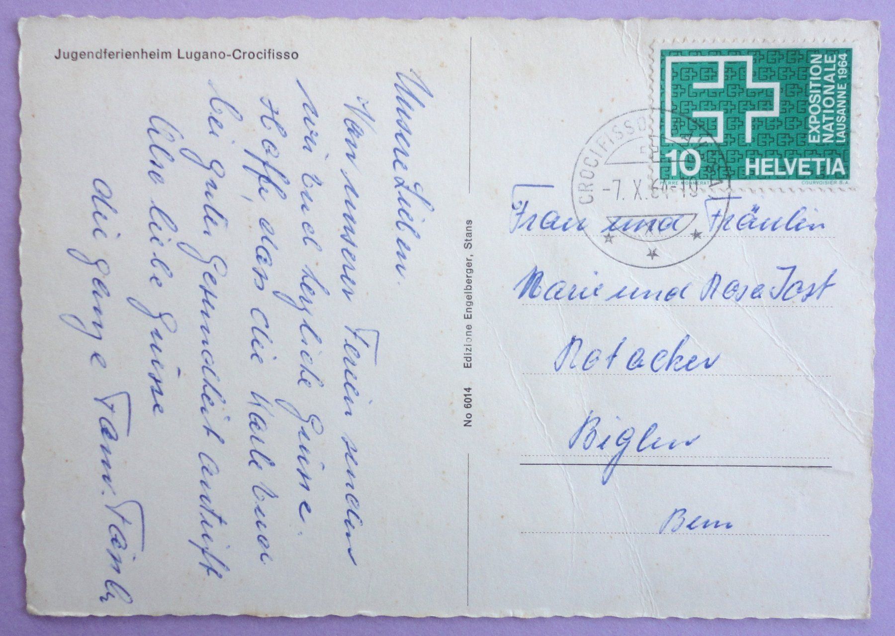 Cartoline postali: Jungendferienheim Lugano-Crocifisso – Usato da Fétigny venduto da Billy2miny 1