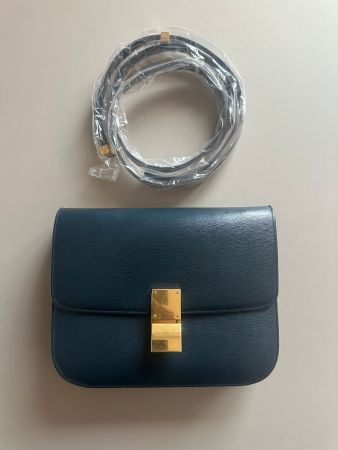 CELINE | Classic box medium - bleu abysse - cuir liégé