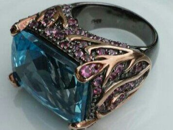Anelli: Ring mit blauem Topas und Amethisten 55 – Nuovo (secondo la descrizione) da Zürich venduto da benedikt12 3