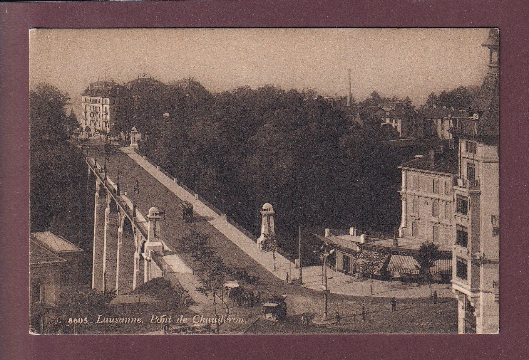 Cartoline postali: LAUSANNE - Pont Chauderon - Tram - 1913 – Usato da Pully venduto da nicecards