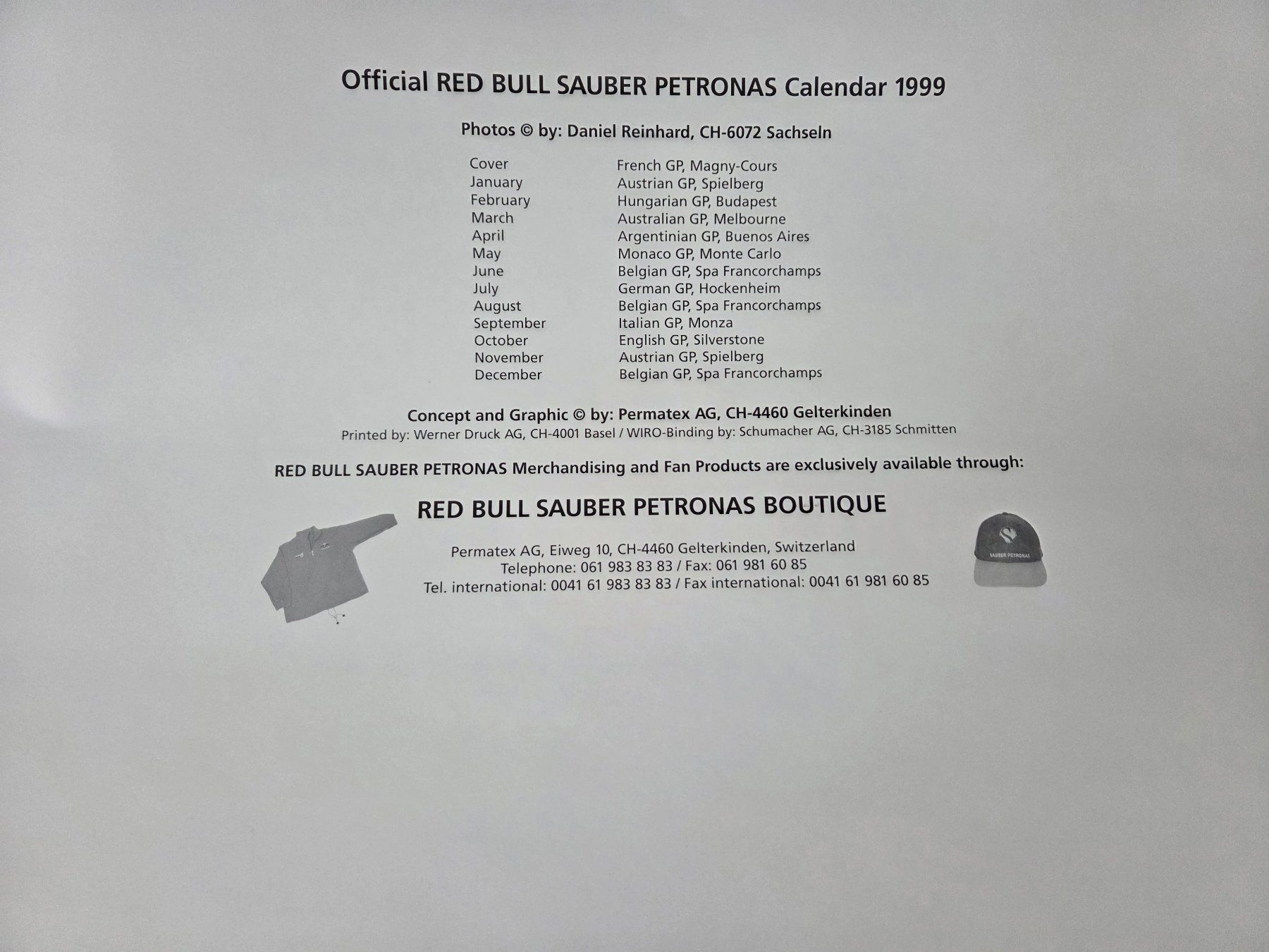 Calendari: Sauber F1 Kalender – Usato da Mollis venduto da Cadillac58 1