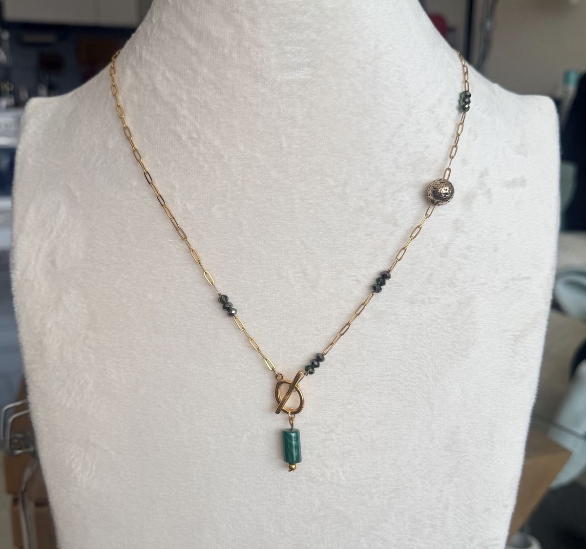 Ketten: Collier Doré Pendentif Vert Perles  Neuf – Neu (gemäss Beschreibung) aus Bouveret von dou_g8q7