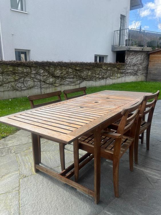 Gartentisch ausziehbar + 4 Stühle IKEA Kaufen auf Ricardo
