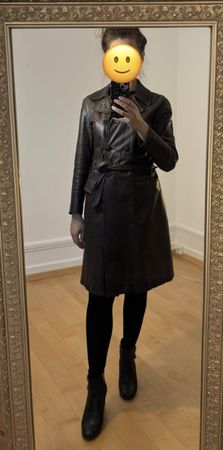 Vintage STEWART Leather Coat Brown RARE Size S made