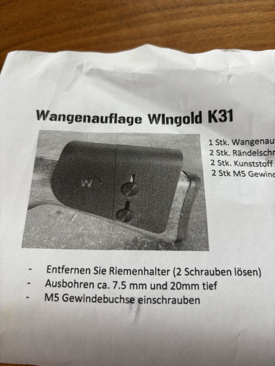 Schweizer Armee Stichwaffen: Wangenauflage K31 WIngold – Neu und originalverpackt aus Neuenhof von redballexpress 3
