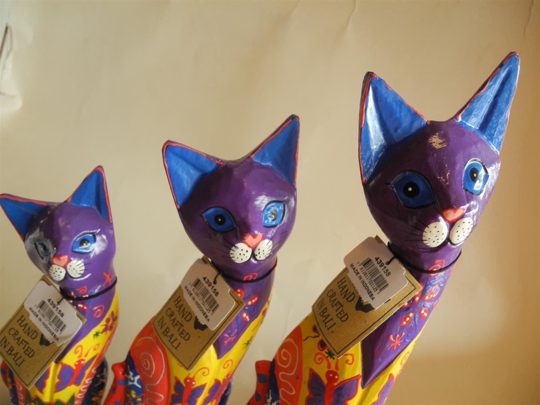 Statuette: 3-er Set bunte Deko Katzen, Nr. c31 – Nuovo (secondo la descrizione) da Kottwil venduto da Crazyrolf 1