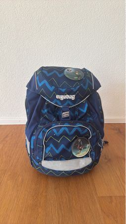Ergobag Rucksack Kinder blau mit Fussballmotiv gebraucht