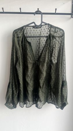 Damen Bluse ZARA Olivgrün Grösse XL transparent