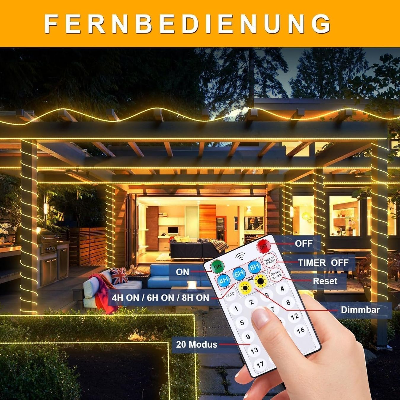 Ghirlande e barre luminose: Solar LED Lichterkette 20m – Nuovo e nell'imballaggio originale da Nuglar venduto da SmartLiving24 3