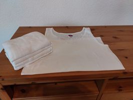 Damen Unterhemden, Weiss und bestickt, ungetragen! 5 Stück