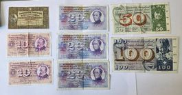 Paket (8) Schweizer Banknoten: verschiedene Serien 1949-1977