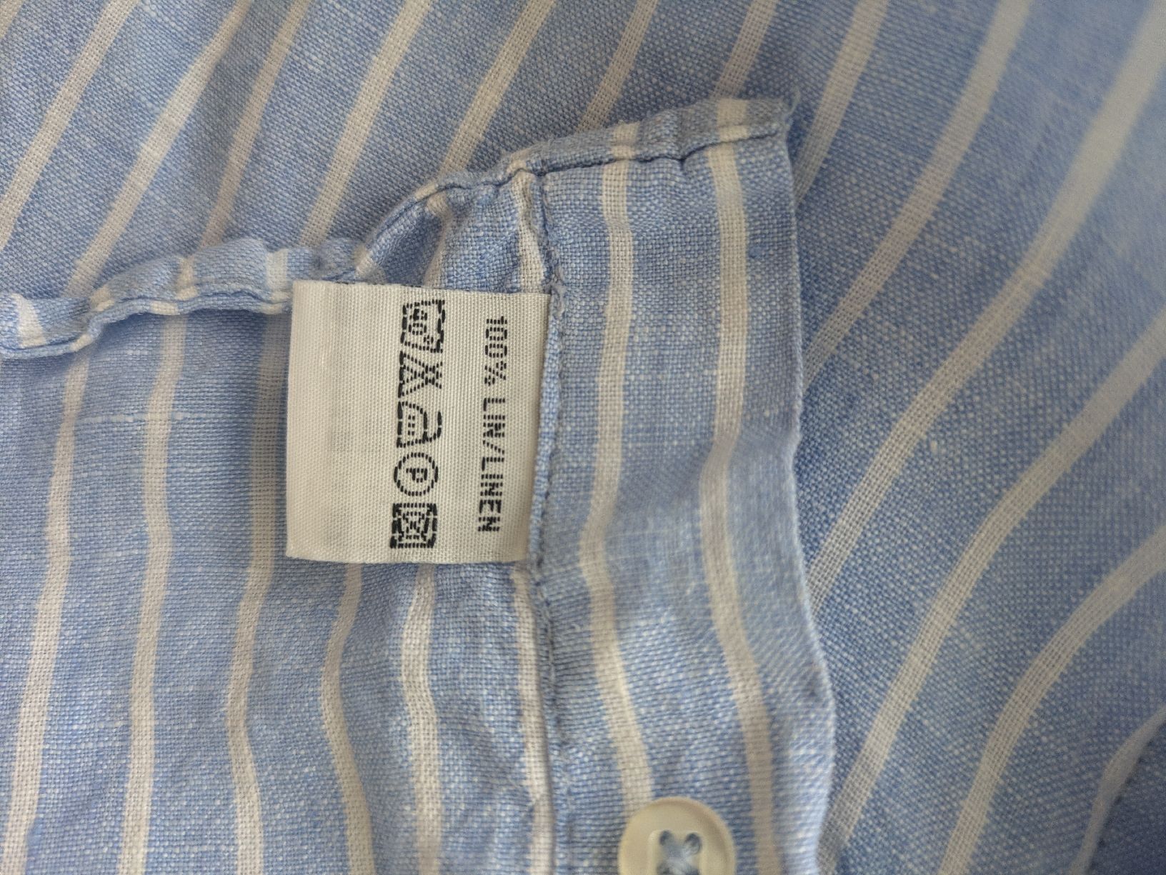 Camicie: Herren Hemd GIOVANI 100% Leinen hellblau gestreift Gr. S/M – Usato da Rorschach venduto da joh_v2y2 5