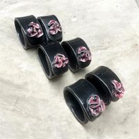 6 handgetöpferte Serviettenringe BB-Keramik – Blumen