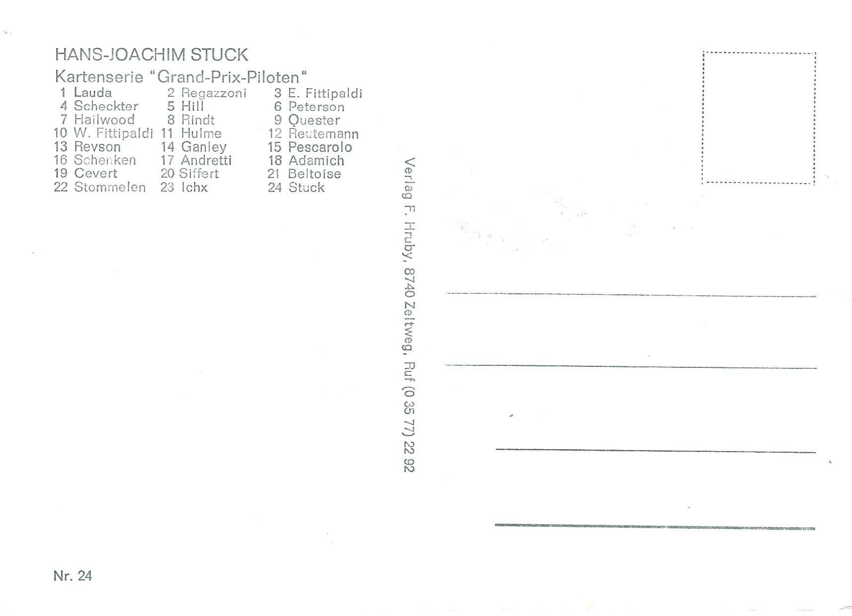 Cartoline: Postkarte; Hans-Joachim Stuck – Usato da Aarburg venduto da Hktm 1