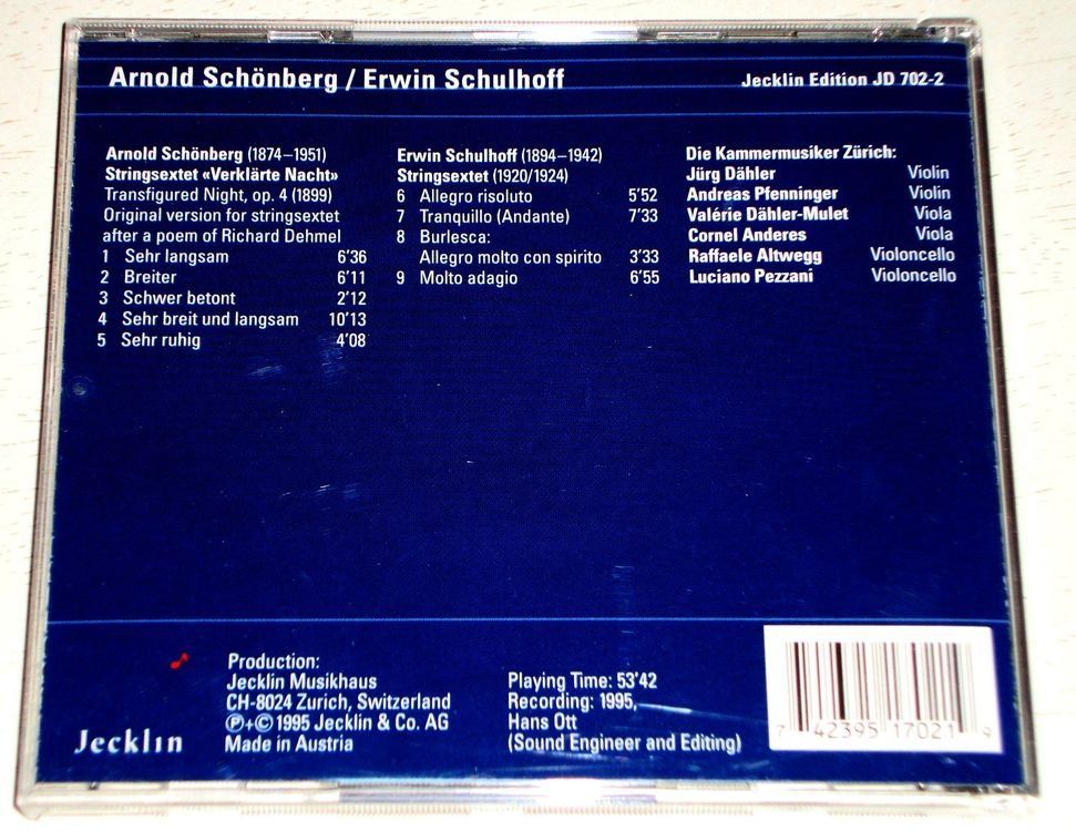 CD: Jürg Dähler, Cornel Anderes-Arnold Schönberg,Erwin Schulhoff – Usato da Unterbäch venduto da niquz 1