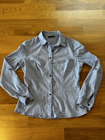 Orsay Damenbluse hellblau mit Herzchen – Langarm