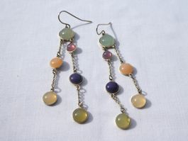 Lange Vintage Ohrhänger mit echten Steinen, Modeschmuck