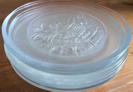Glas Teller mit Blumenmuster 9 Stk gebraucht
