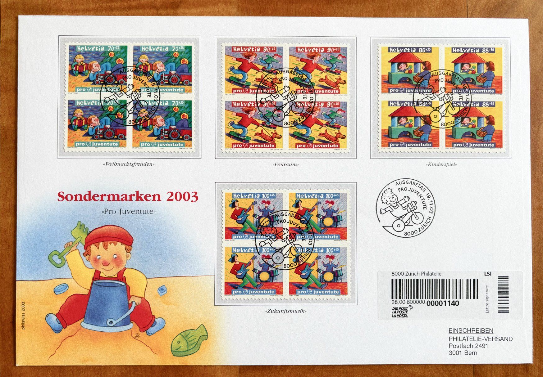 Tutti i francobolli: 2003, Pro Juventute FDC mit 4er-Blocks – Nuovo (secondo la descrizione) da Nuglar venduto da Stamp88