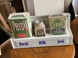 Antiker Henkel Werbedisplay mit Original Produkten