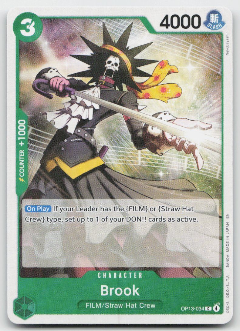 Bandai Carte collezionabili: One Piece Brook OP13-034 C – Usato da Lugano venduto da VlaseCard