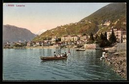 AK Locarno, Ortsansicht vom Wasser aus